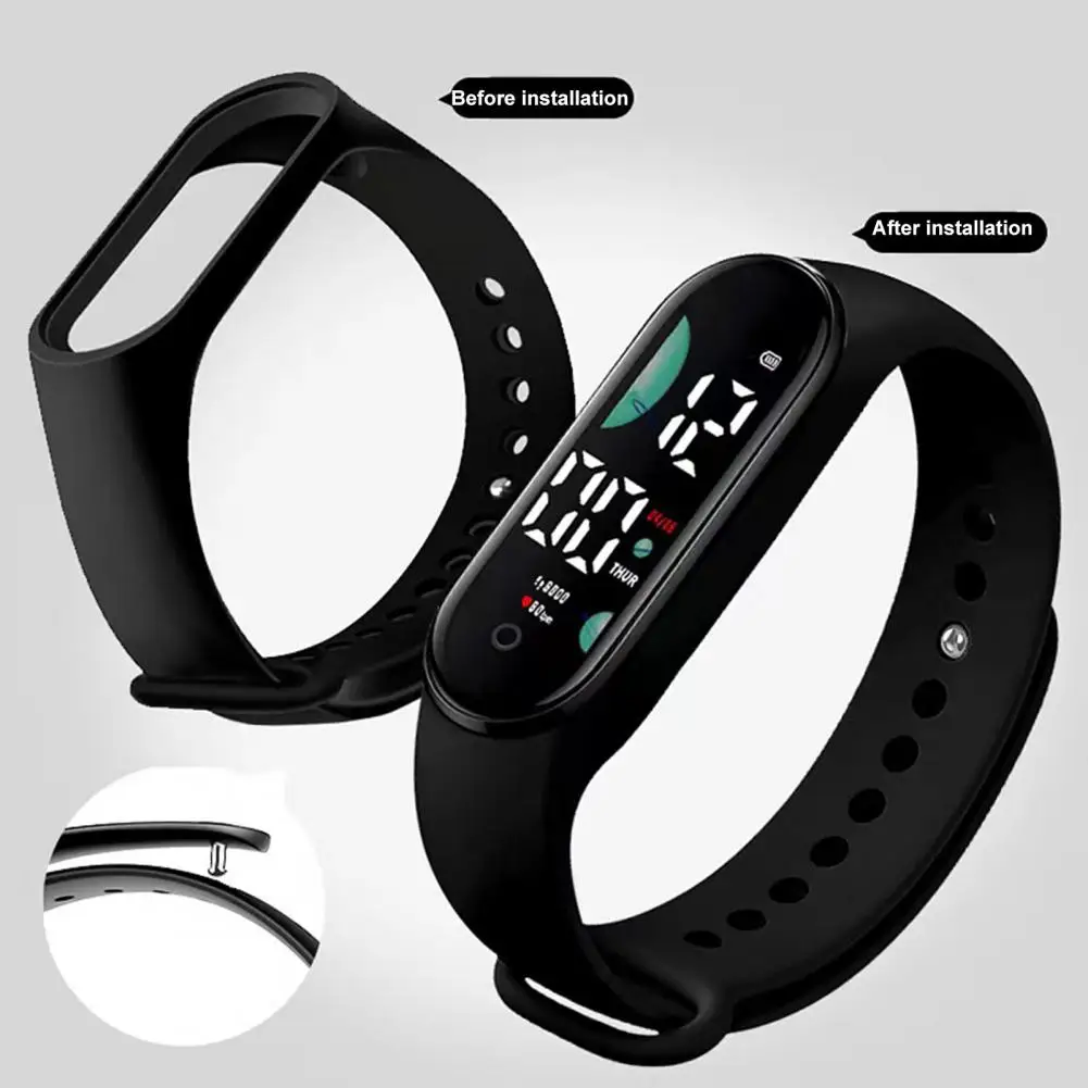 Relógio eletrônico multifuncional impermeável, pulseira esportiva unissex para crianças, controle de toque LED, exibição de semana e tempo, homens e