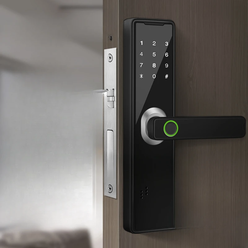 Wooden door fingerprint lock, household anti-theft door password lock, apartment and homestay intelligent card