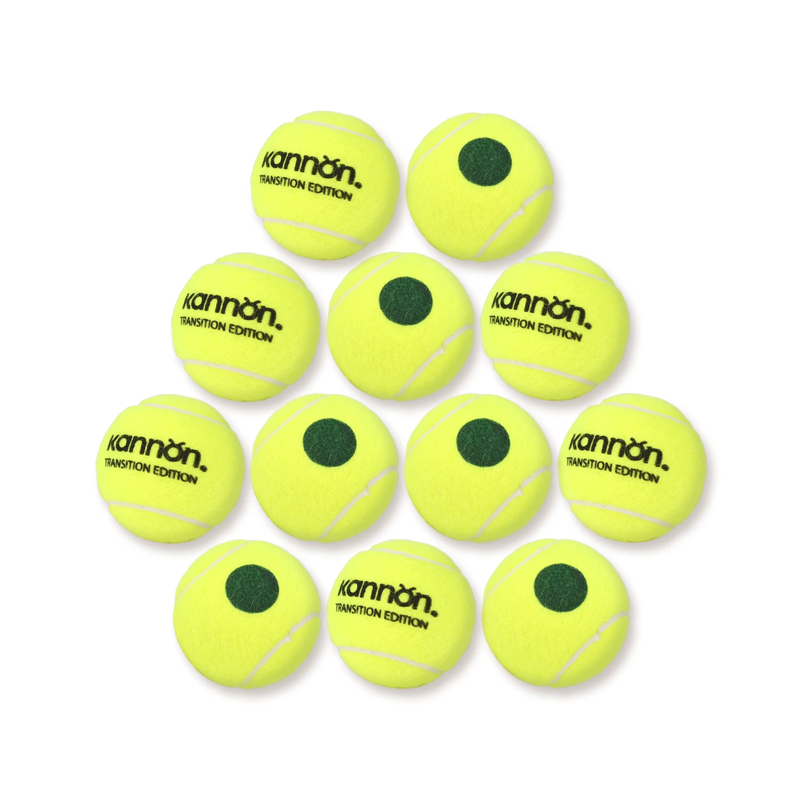 

KANNON Tennis Balls Kids Decompression 25% Green Dot Children Transition Practice Training Tennis Ball with Mesh Bag 12Pcs