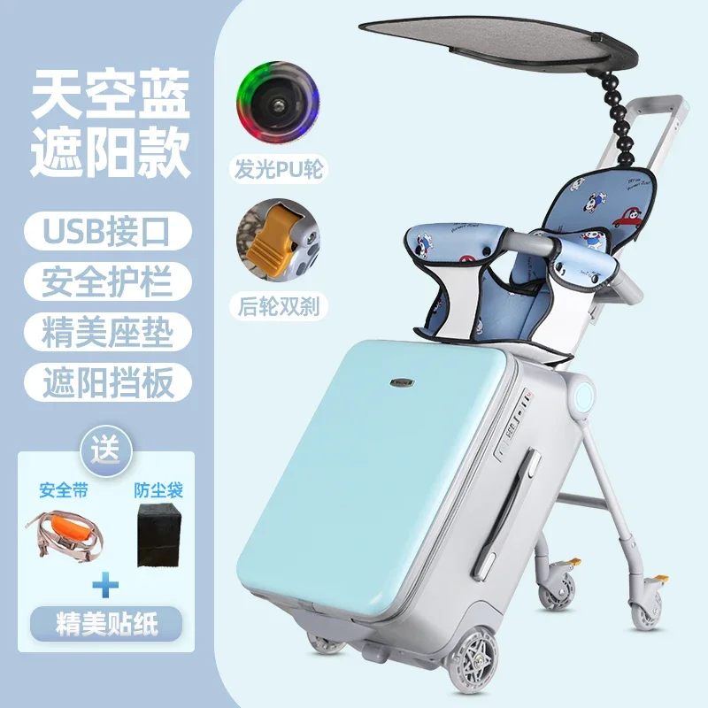 Gling Children Lazy Suitcase Children Can Sit and Ride Trolley Case Children Travel Boarding Suitcase