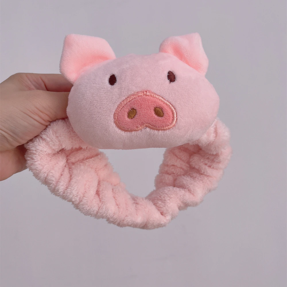 Big Cute Plush Pig Head Hair Band Fluffy Face Washing Hair Decoration Pink Pig Headband