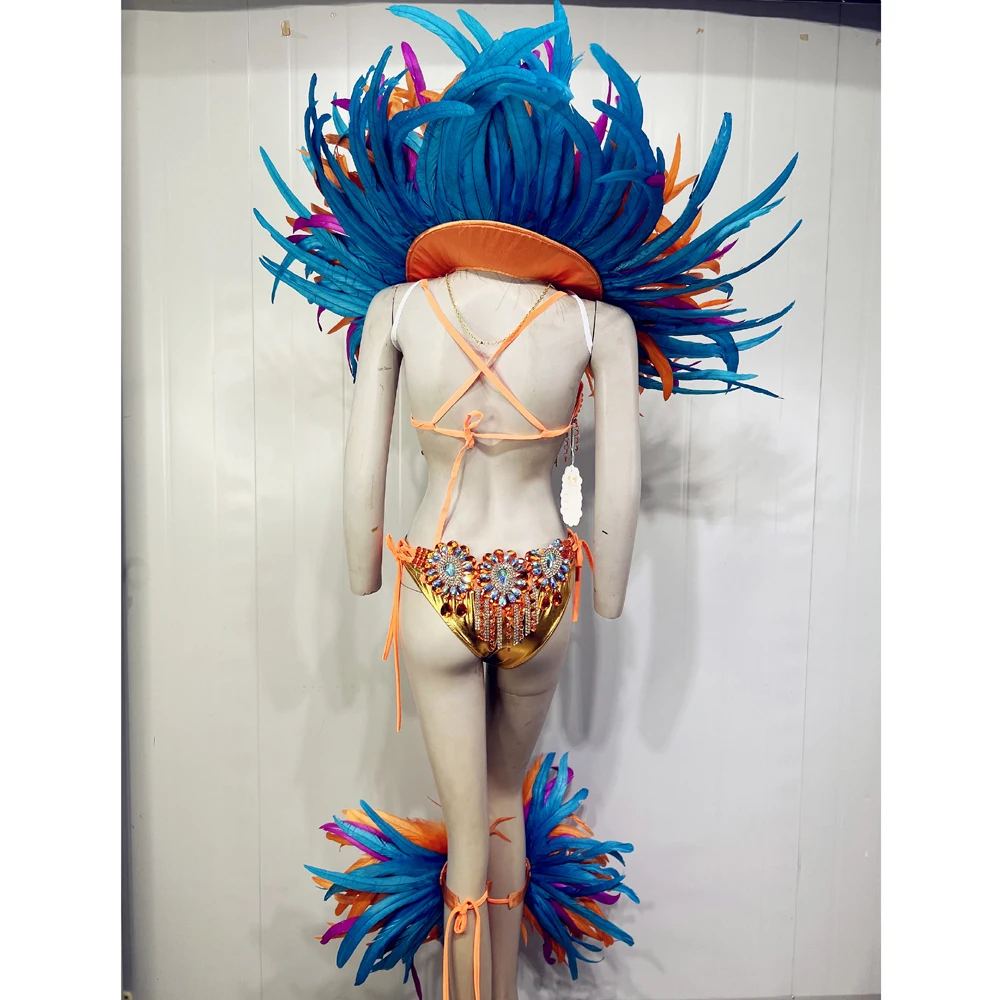 Feather Stage Wear Brazilian Samba Paradise Carnival Feather Costumes Sexy Women Opening Show Performance Role Dancing Costume