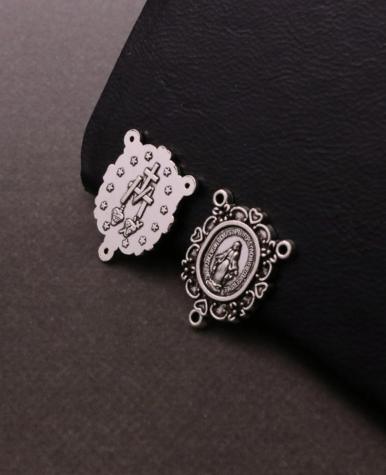 20Pcs Floral Our Lady Medalla Milagrosa Centerpieces Christian Virgin Mary Rosary Center Part Connectors DIY Jewelry Accessories