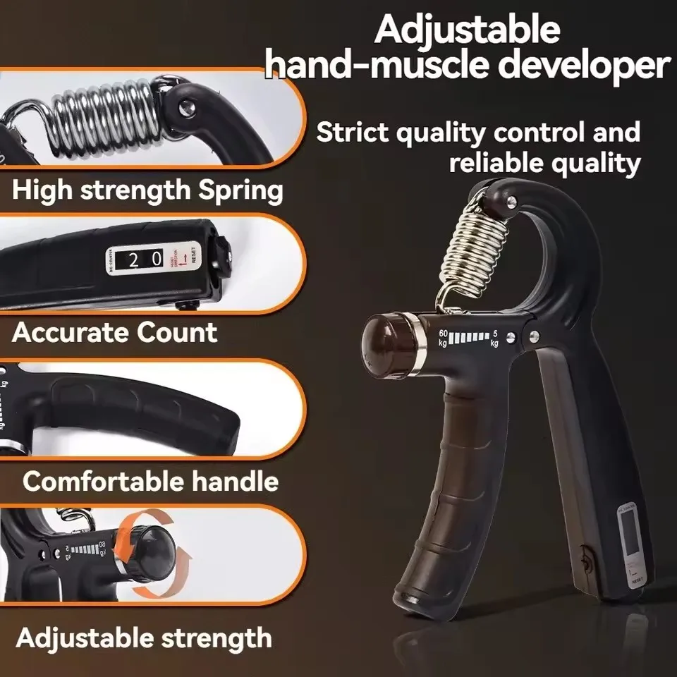 Verstellbarer Handgriff-Krafttrainer Komplettset mit Zähler, Handgelenk-, Unterarm- und Handtrainer für die Muskelstärkung – Detail 10