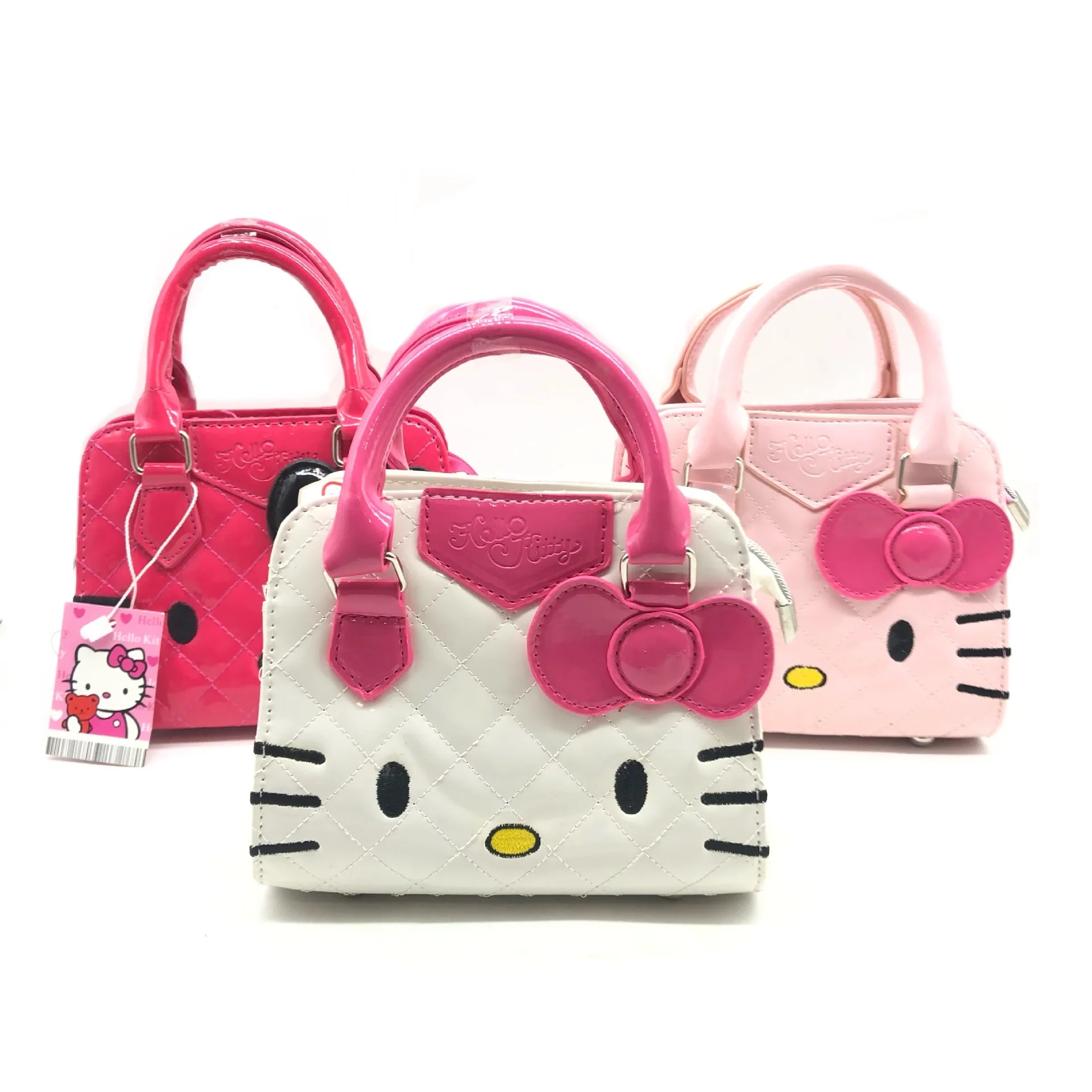 Hello Kitty-Mini bolso de mano de piel sintética para niñas, cartera pequeña de estilo princesa, a la moda