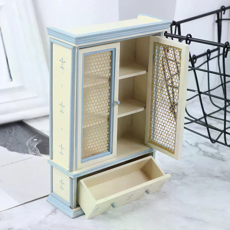 1:12 poppenhuis miniatuur keukenmeubilair witte kasten vitrinekast