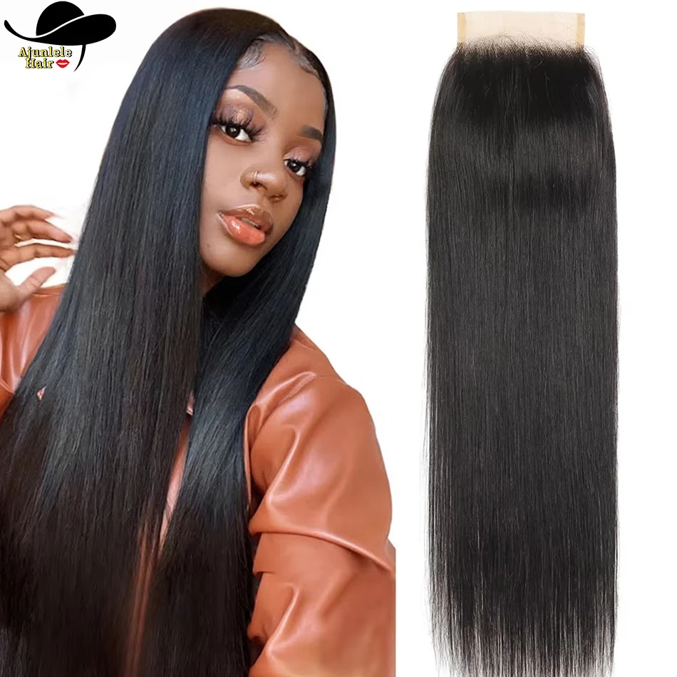 

Malaysian Hair 4x4 Lace Closure with Baby Hair Straight 100% Virgin Human Hair 4x4 Transparent Lace Closure Natural Black