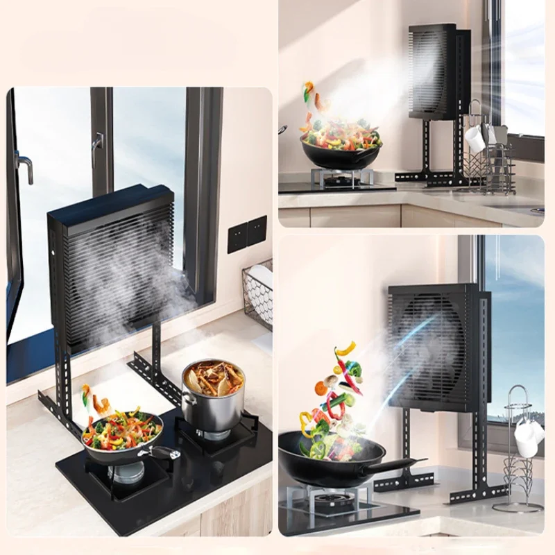 Strong Suction Free Installation of Vertical Exhaust Fan Household Kitchen Mobile Free Adjustment Barbecue Range Hood