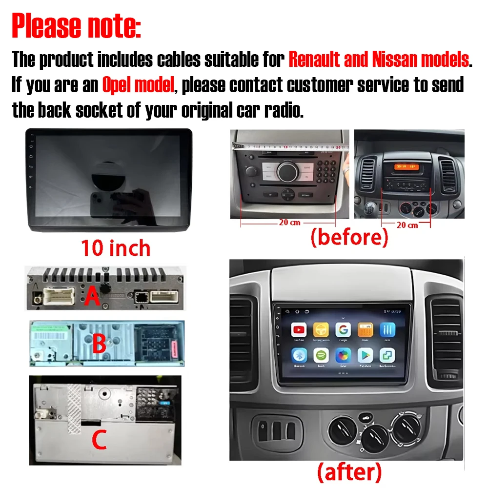 Android Auto Car Radio For Renault Trafic 2 For Opel Vivaro A For Nissan Primastar 2001 - 2014 Navigation GPS Carplay 4G No 2din