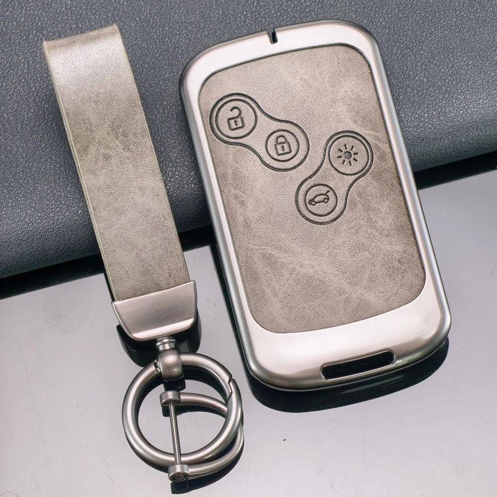 Hot for Renault Duster Captur Clio Logan Megane 1 2 3 Koleos Scenic Nema Fluence Zoe Zinc Alloy Leather Car Key Case Cover Shell