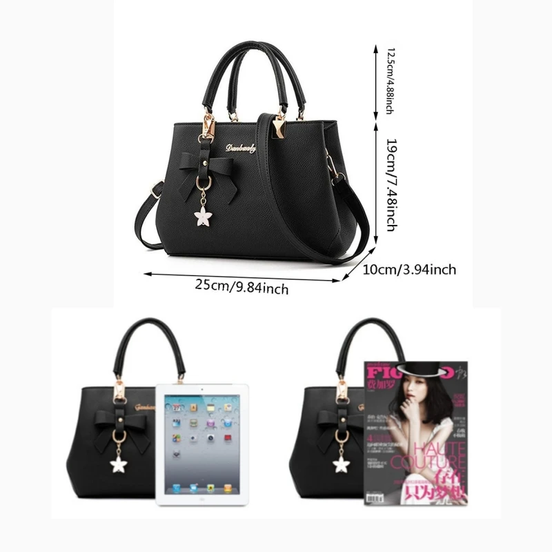 Fashion Solid Color With Bow One Shoulder Bag Portable Bandolera Casual Satchel Large Capacity Cross-body Handbag For Women image 6