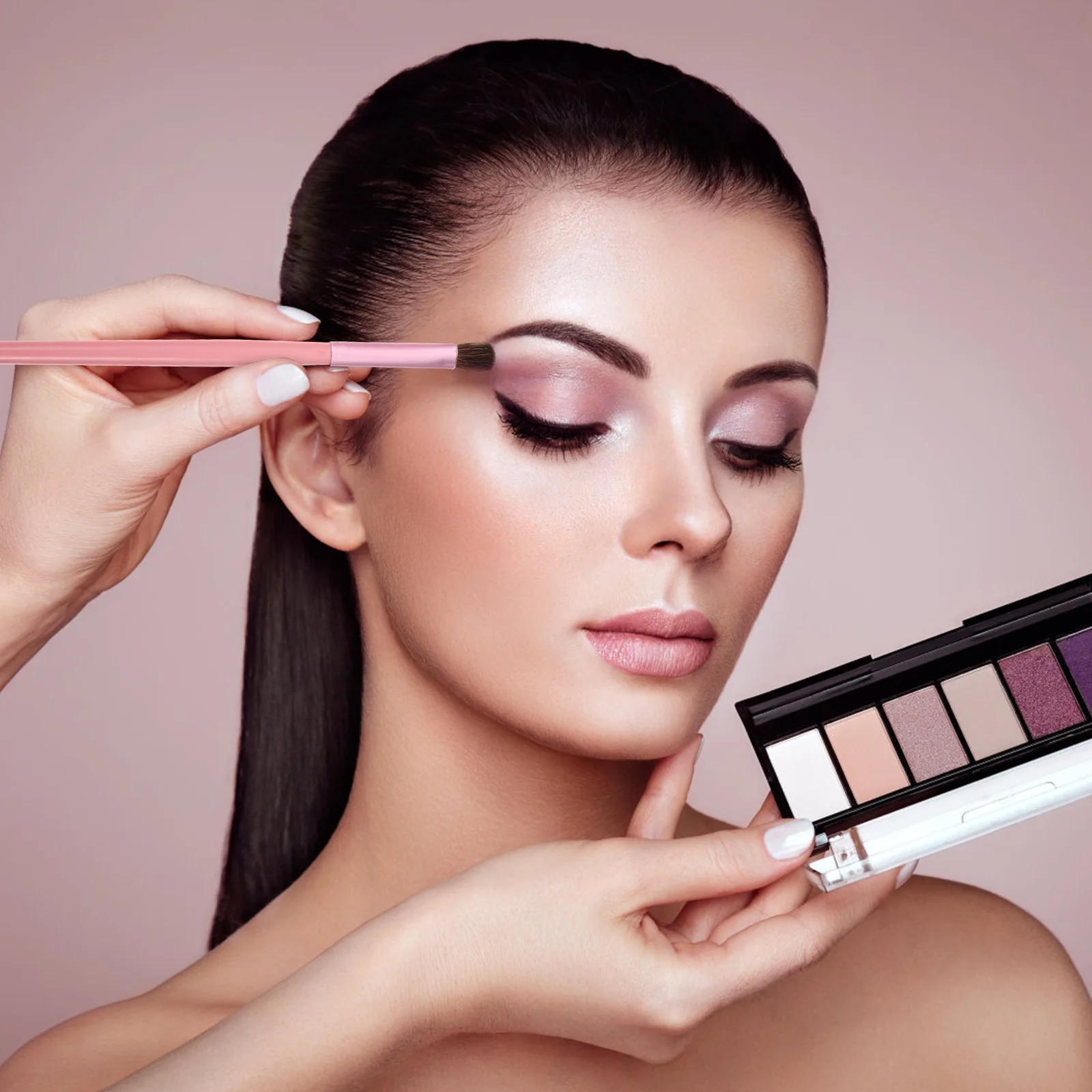 5Pcs Eyeliner Brush Set Portable Soft Nylon Hair Wooden Handle Eye Makeup Kit Professional Eyeshadow Brushes