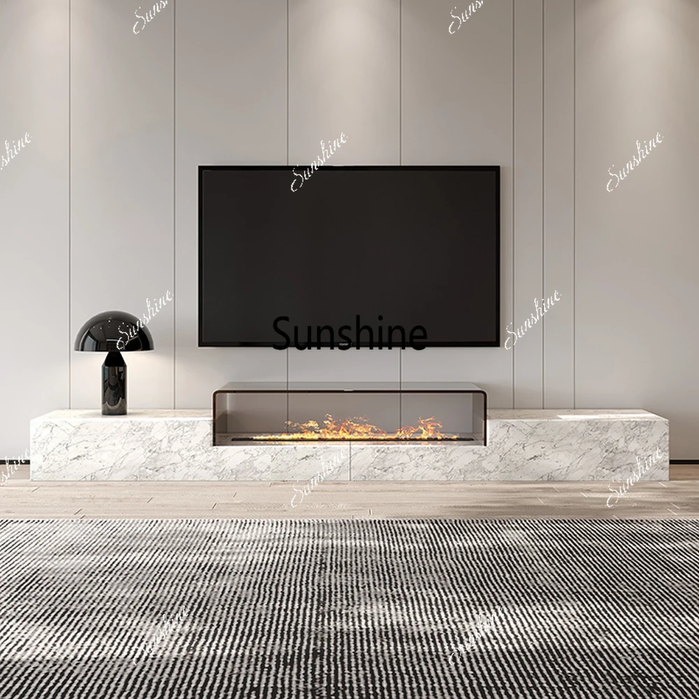 Modern living room furniture marble glass top rectangle tv stands luxury style natural marble TV cabinet