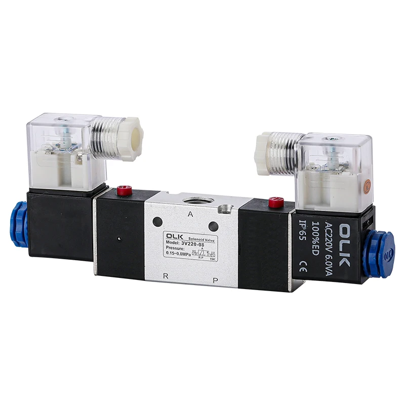 

3V120-06 3V220-08 3V320-08 3V420-15 Solenoid Valve DC 12V 24V AC110V 220V 2 Position 3 Way Neutral Air Selector