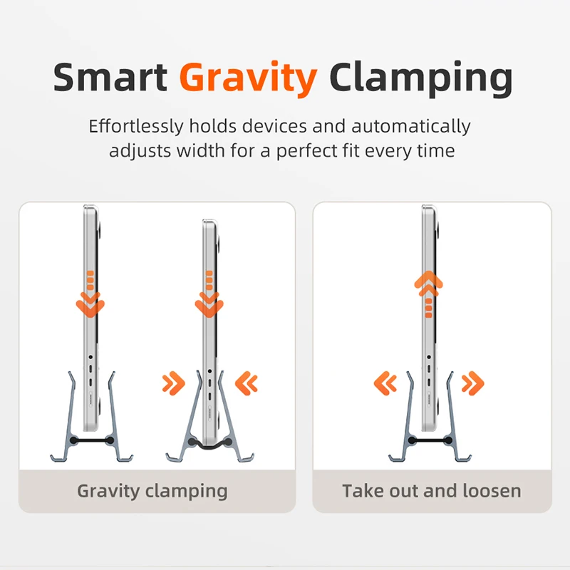 CABLETIME ขาตั้งแล็ปท็อปแนวตั้งที่วางแรงโน้มถ่วงขาตั้งอลูมิเนียมอัลลอยด์รองรับโน้ตบุ๊คสําหรับ MacBook Pro Air Surface Dell HP Holder