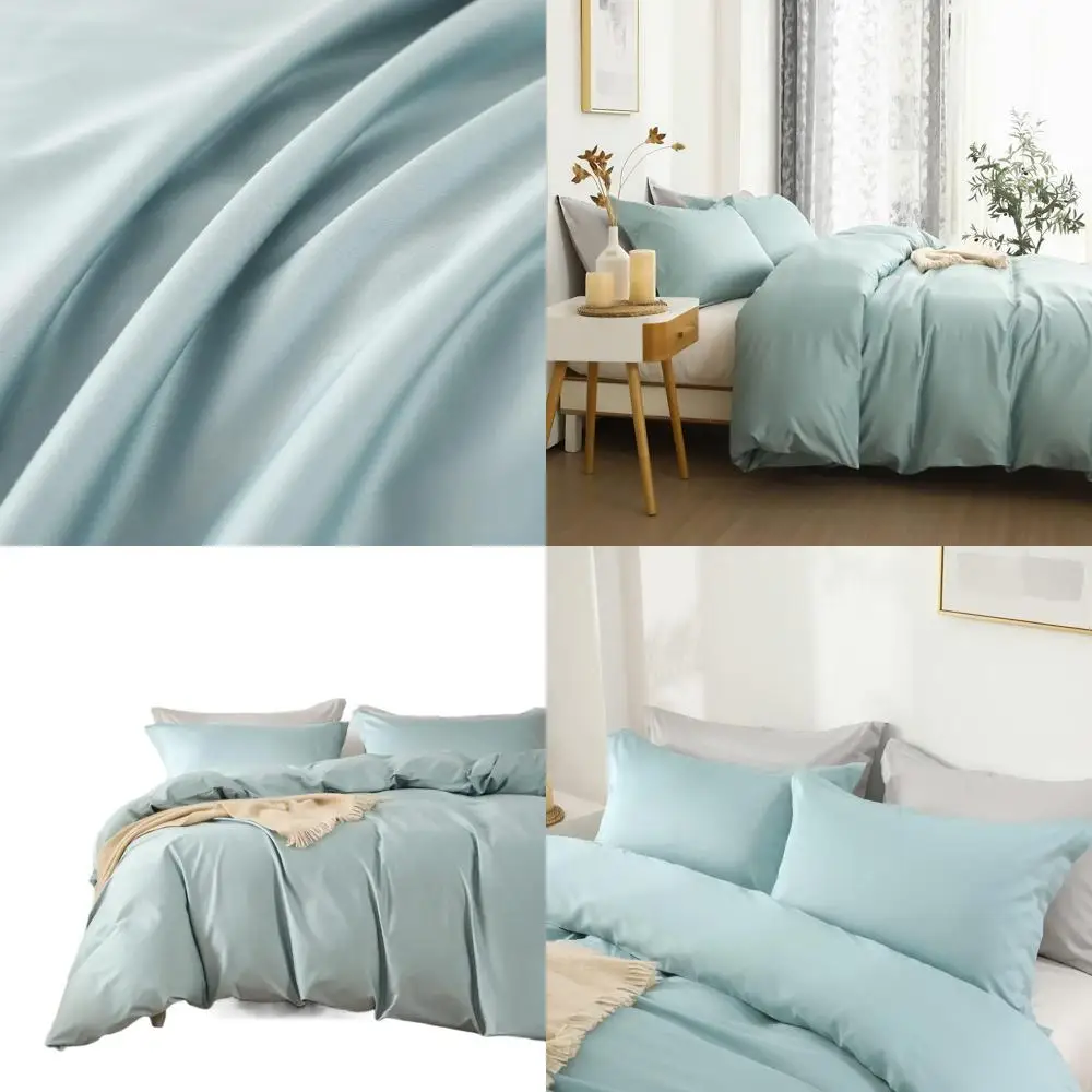 

Queen Size 100% Egyptian Cotton Sage Green Duvet Cover Set - 1200 Thread Count Soft & Breathable Bedding for All Seasons