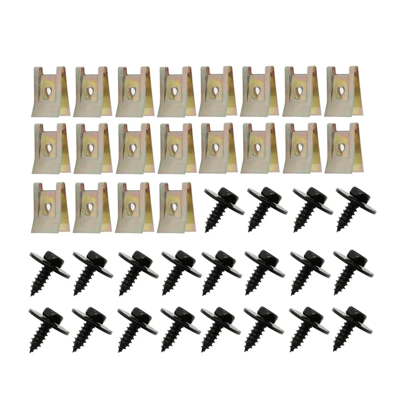 40/62pcs Car Fastening Clips U Nut Metal Screw Clip Tools for Motorcycle Engine Undertray Splash Shield Guard Bumper Screw
