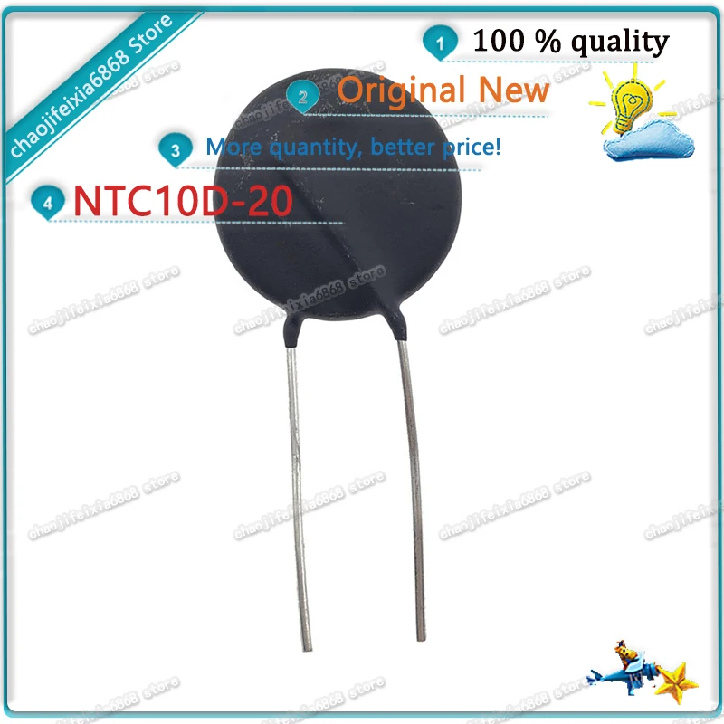 10PCS/lot! NTC10D-20 NTC 10D-20 10D20 DIP-2 NTC10D20 Thermistor Negative Temperature Coefficient Thermistor