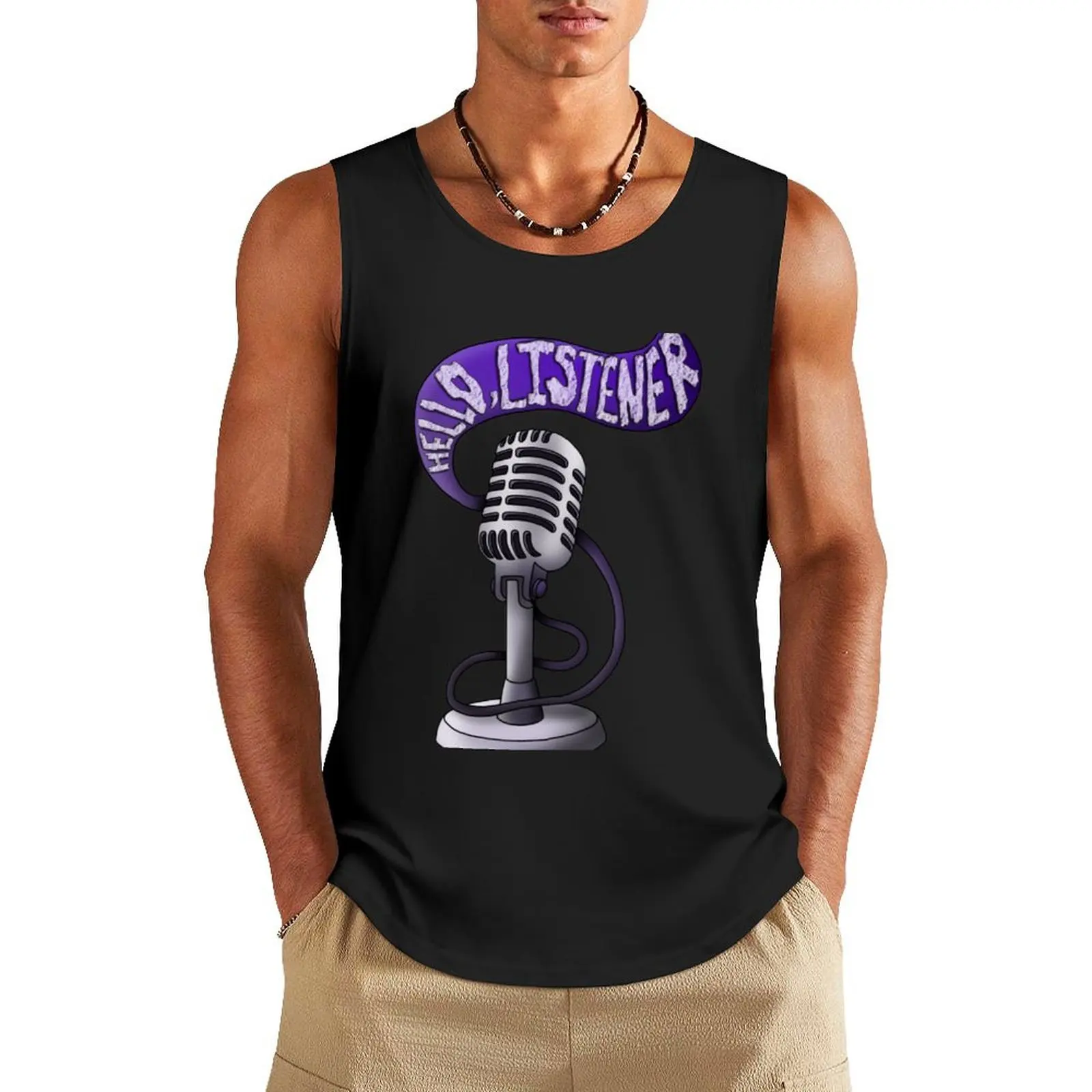 Microphone Static Tank Top summer clothes men 2024 Gym wear vest for men