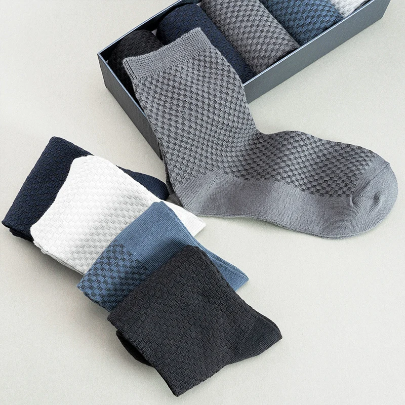 10 Pairs/Lot Men's Bamboo Fiber Socks Comfortable Breathable Mid Tube Socks Versatile Casual Socks High Quality Business Socks