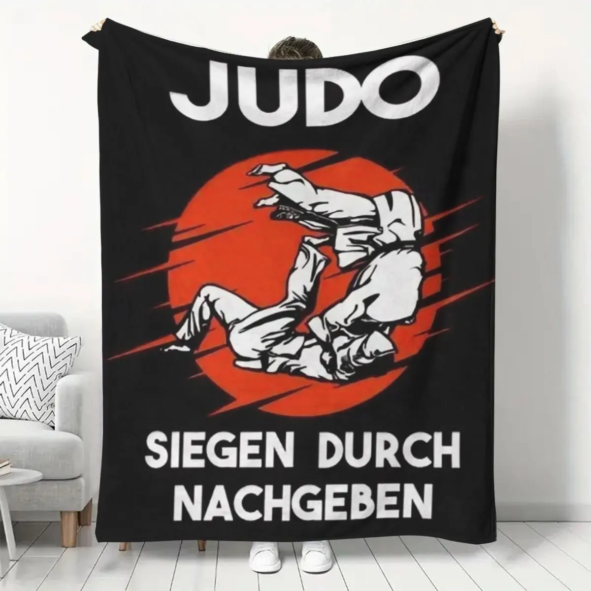 Championship Judo Throw Blanket Gift for Martial Arts Fitness Workout Motivation Jiu-Jitsu Gym Decor Fleece