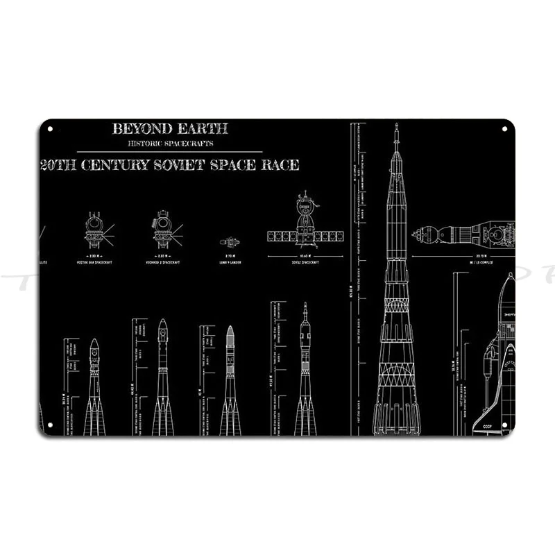 La Gran Carrera Espacial: Programa Soviético N1-L3 vs. Programa Estadounidense Apollo - Letreros Metálicos Decorativos para Pared, Pub, Sala de Estar, Cine - Póster de Lata de Diseño