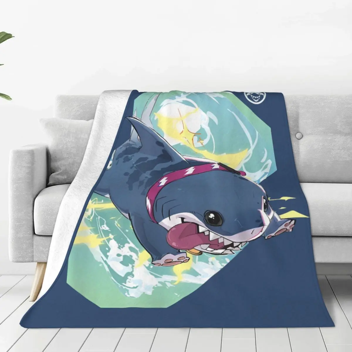 Marvel-Rivals PVP Jeff The Land Shark Blankets Fleece Print Oblivious Cuteness Multifunction Throw Blanket Outdoor Bed Rug Piece