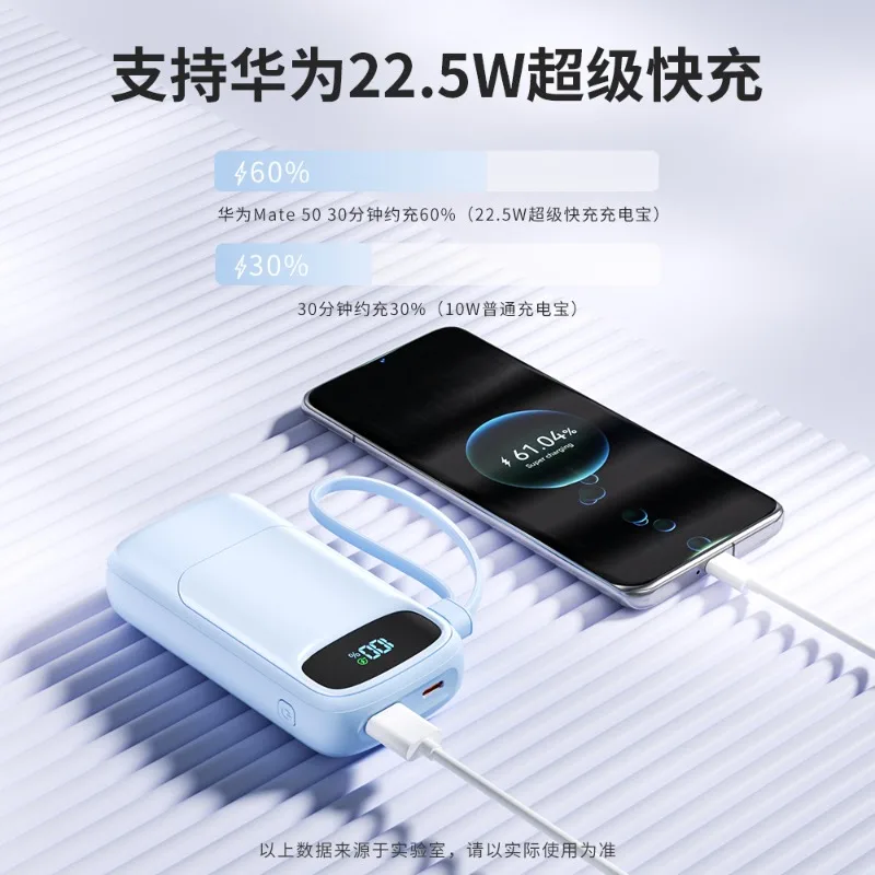 Powerbank 10.000 echte Standard-Schnellladung mit eigenem Kabel