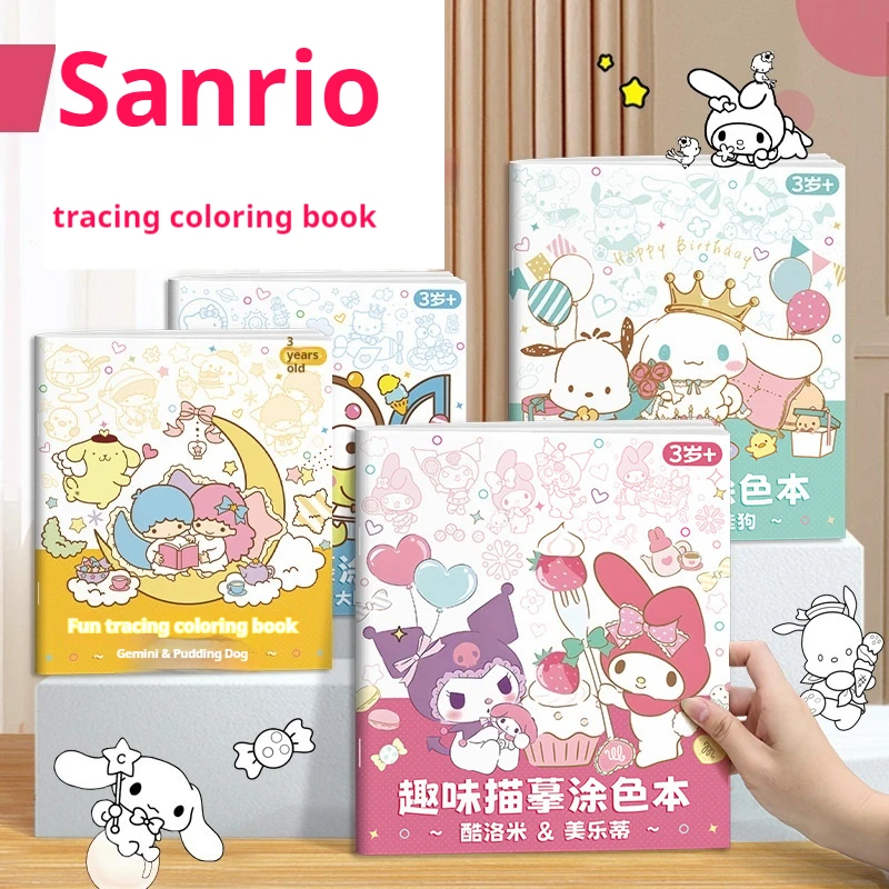 Imagem -03 - Sanrio Kuromi Pintura Caderno Crianças Esboçar Colorir Cópia Caderno Escola Primária dos Desenhos Animados Anime Linha Rascunho Novo