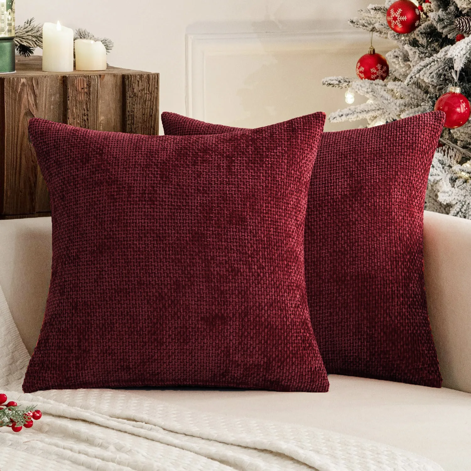 Couch Throw Pillow Covers Neutral Soft Decorative Chenille Pillow Cover Farmhouse Cushion Covers for Home Decor Sofa BedroomRoom
