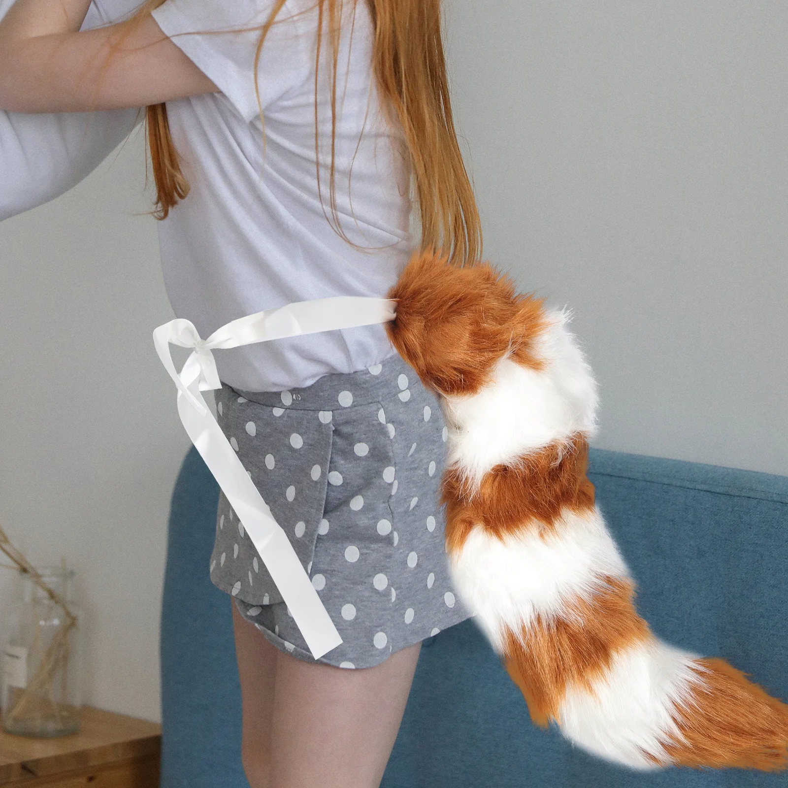 

1 комплект, костюм с ушками лисьего животного и хвостом, повязка на голову, аксессуары для ролевых игр, аксессуары для косплея, костюм пушистого животного на день рождения, Хэллоуин