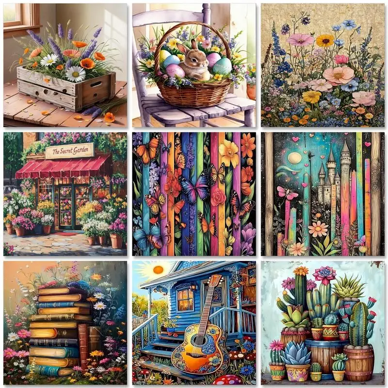

CHENISTORY Flowers Painting by numbers For Adults Canvas painting Classic Still life Drawing by numbers Wall Art Living Room Dec