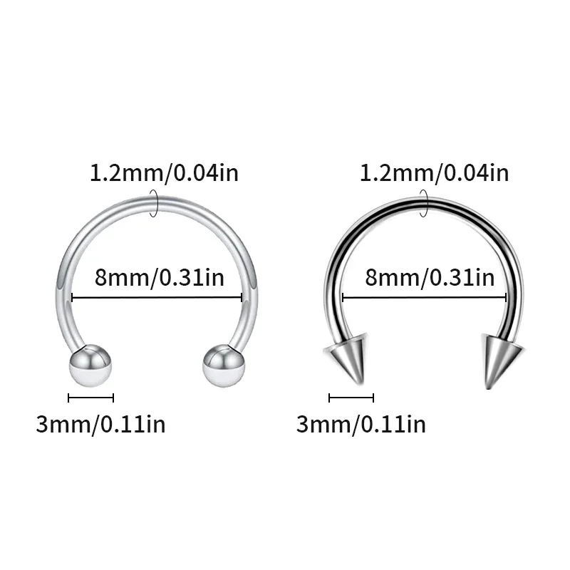 Lote de Piercing de acero inoxidable para el tabique de La Herradura, anillo de nariz falso a granel, pendiente de cartílago, 36 piezas