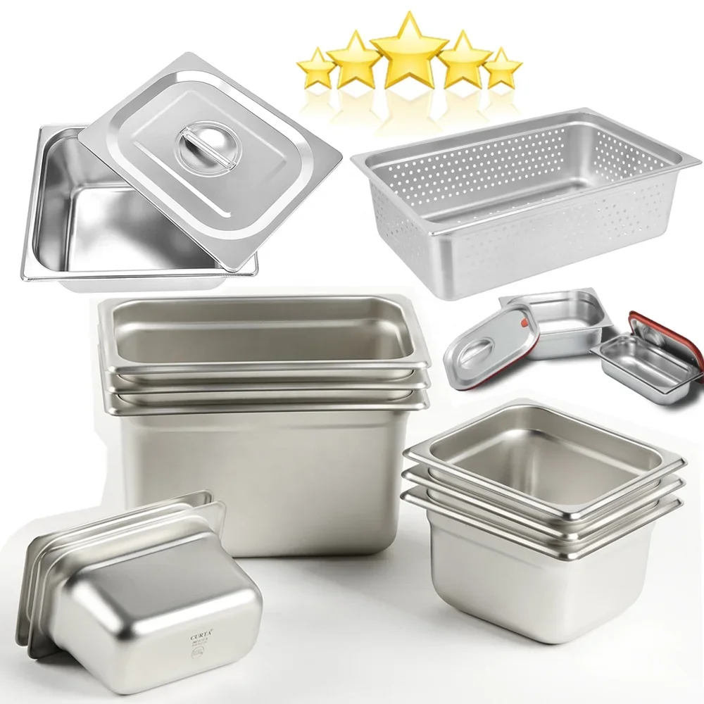 

'for Food Container Drain Pan Stainless Steel Steam Table Pan 1/1 GN Pans With Silicone Sealing Lid