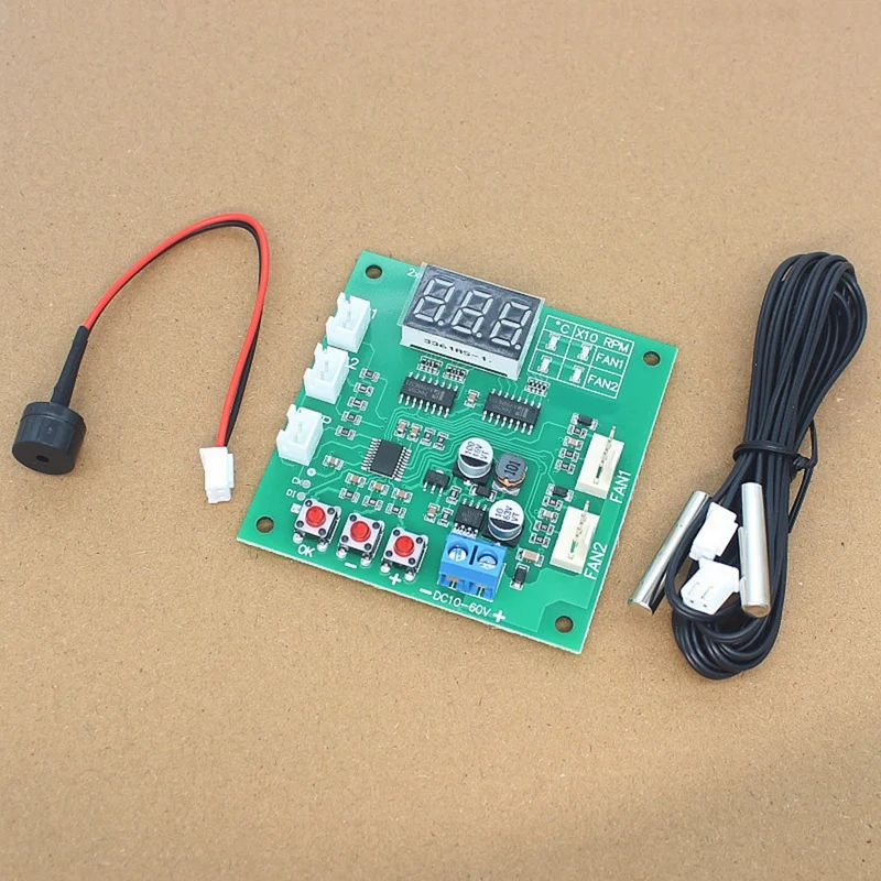 2 Channel 4 Wire DC 12V 24V 48V PWM Motor Fan Speed Controller Digital Display Governor Temperature Control