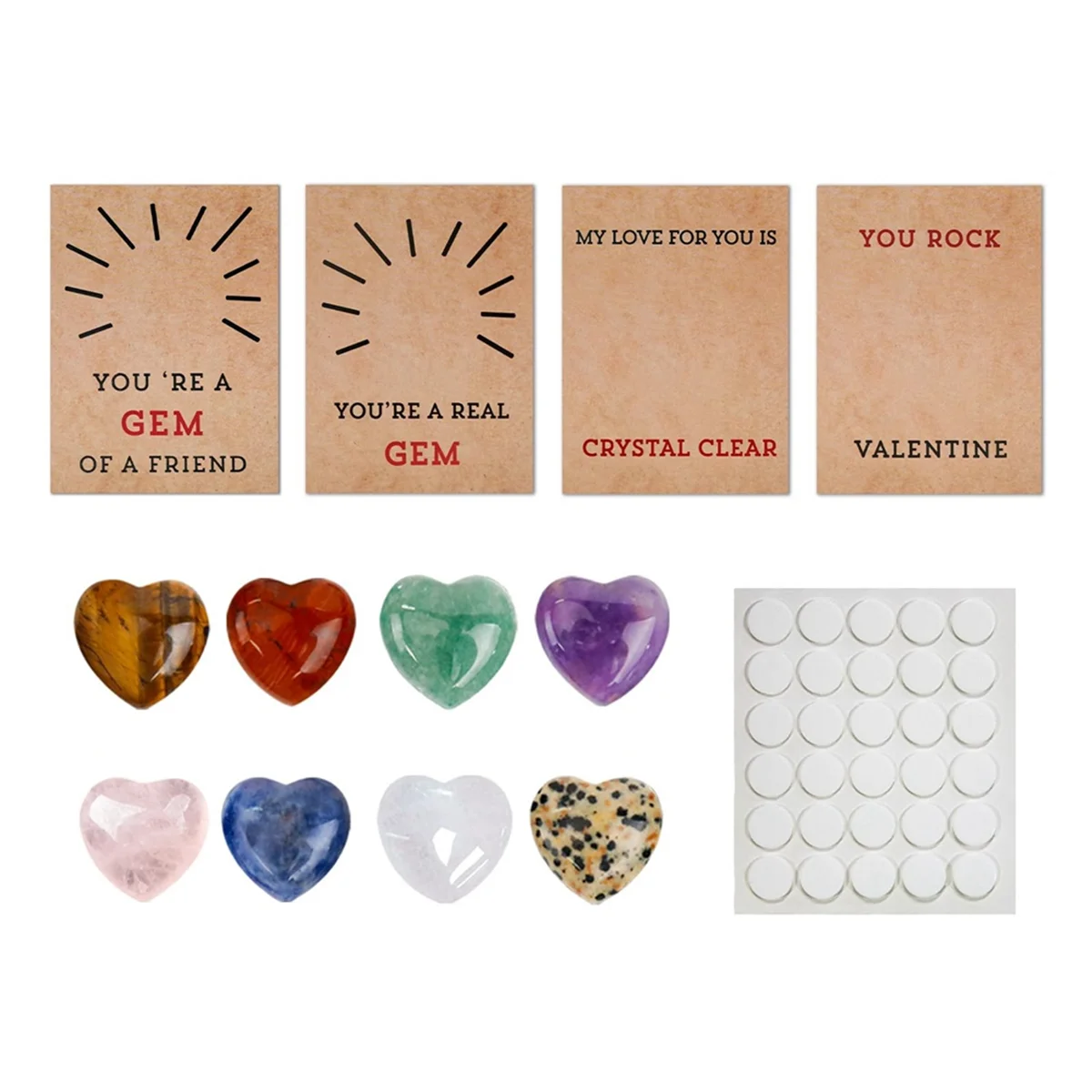 Valentines Day Gifts for Kids - 24 Pack Valentines Cards with Heart-Shape Crystals - Valentine Gift Exchange BLJS