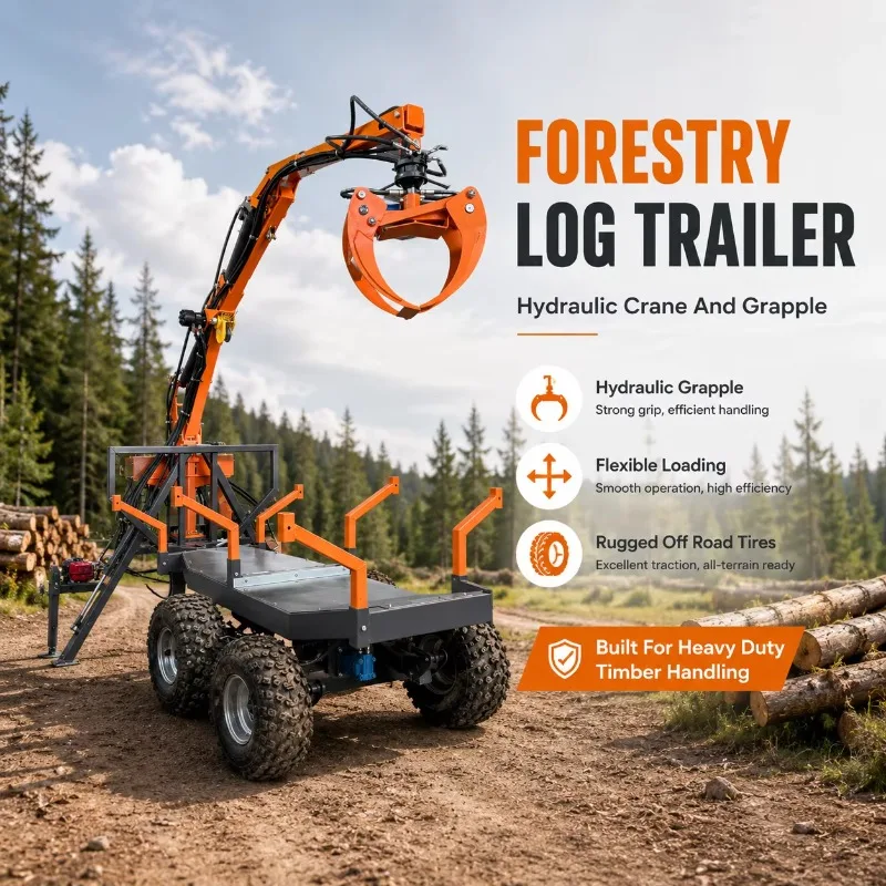 Robust Log Grapple Trailer for Timber Forwarding Customized with Timber Trailer with Hydraulic Crane Log Forwarding Trailer