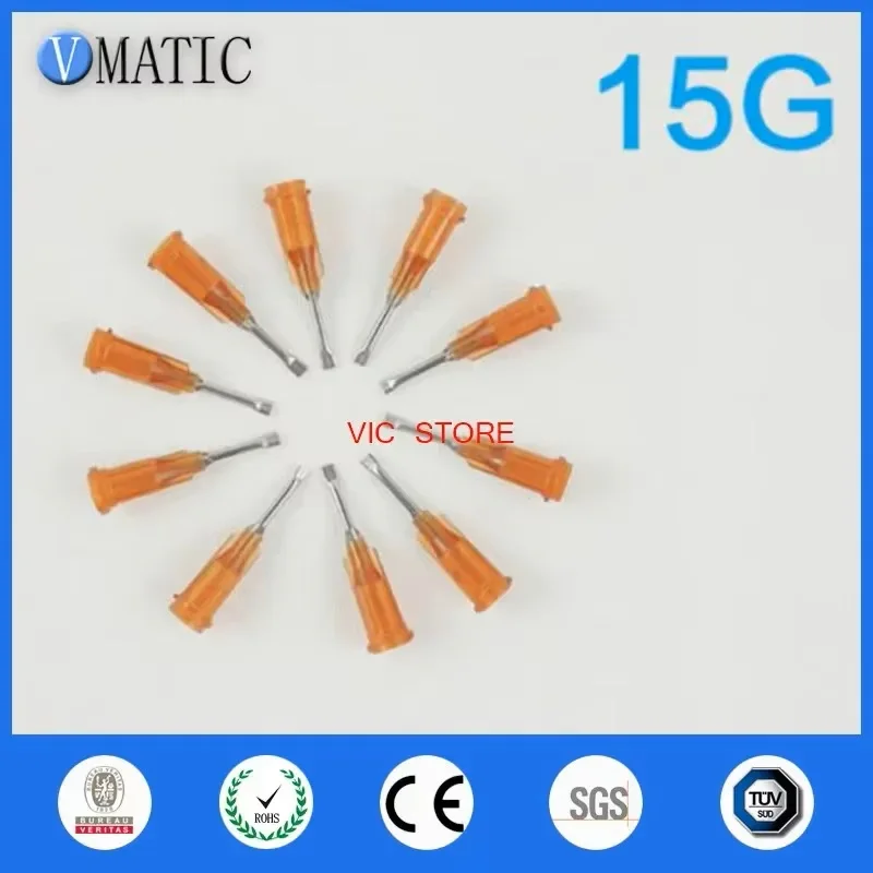 Free Shipping 100Pcs 15G Flat Dispensing Needle Tips 1/2 Inch