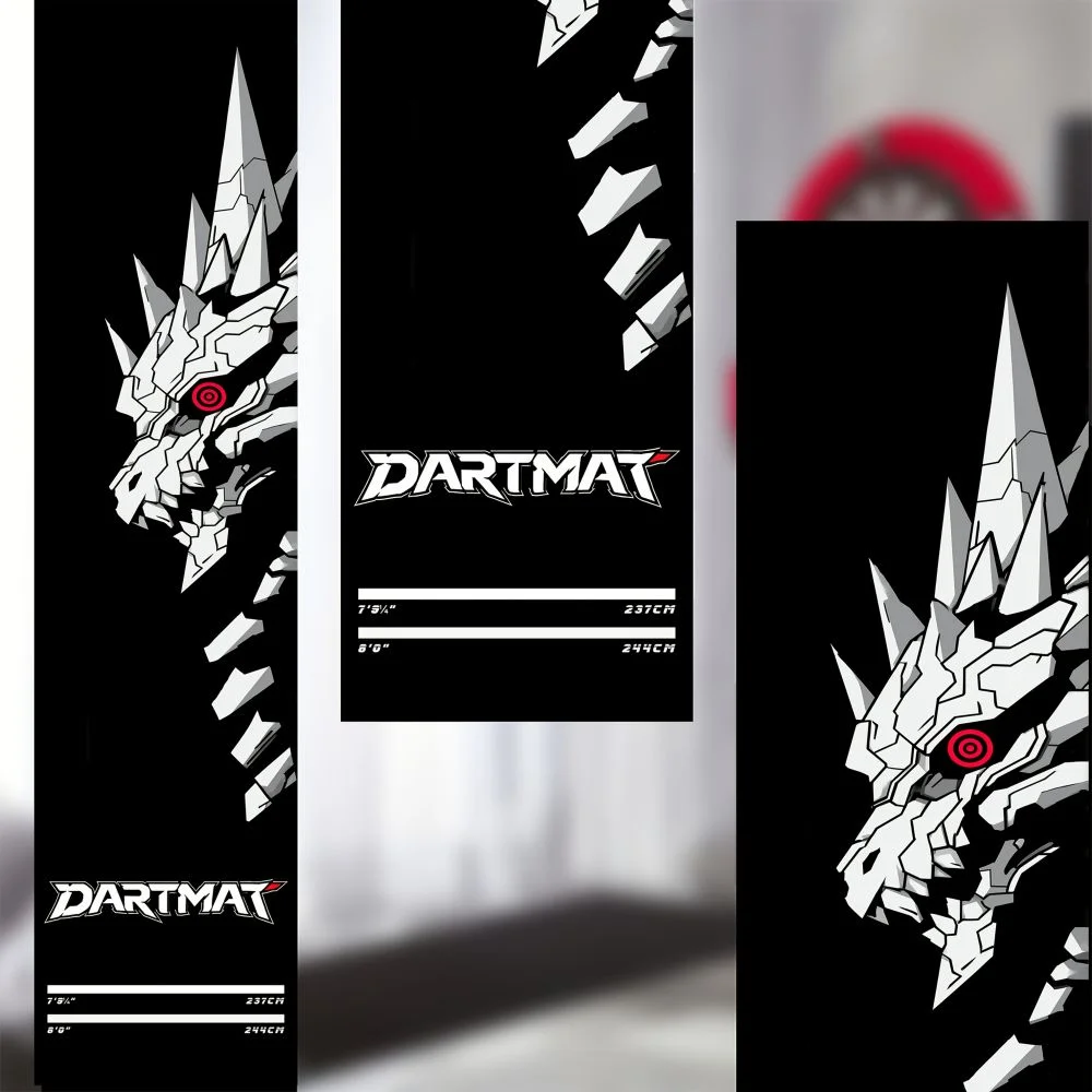 VIKAMA Mecha Dragon Dart Mat Throwing Line Carpet Dart Sport Enthusiast Wear-Resistant Training Mat Game Room Club Decoration