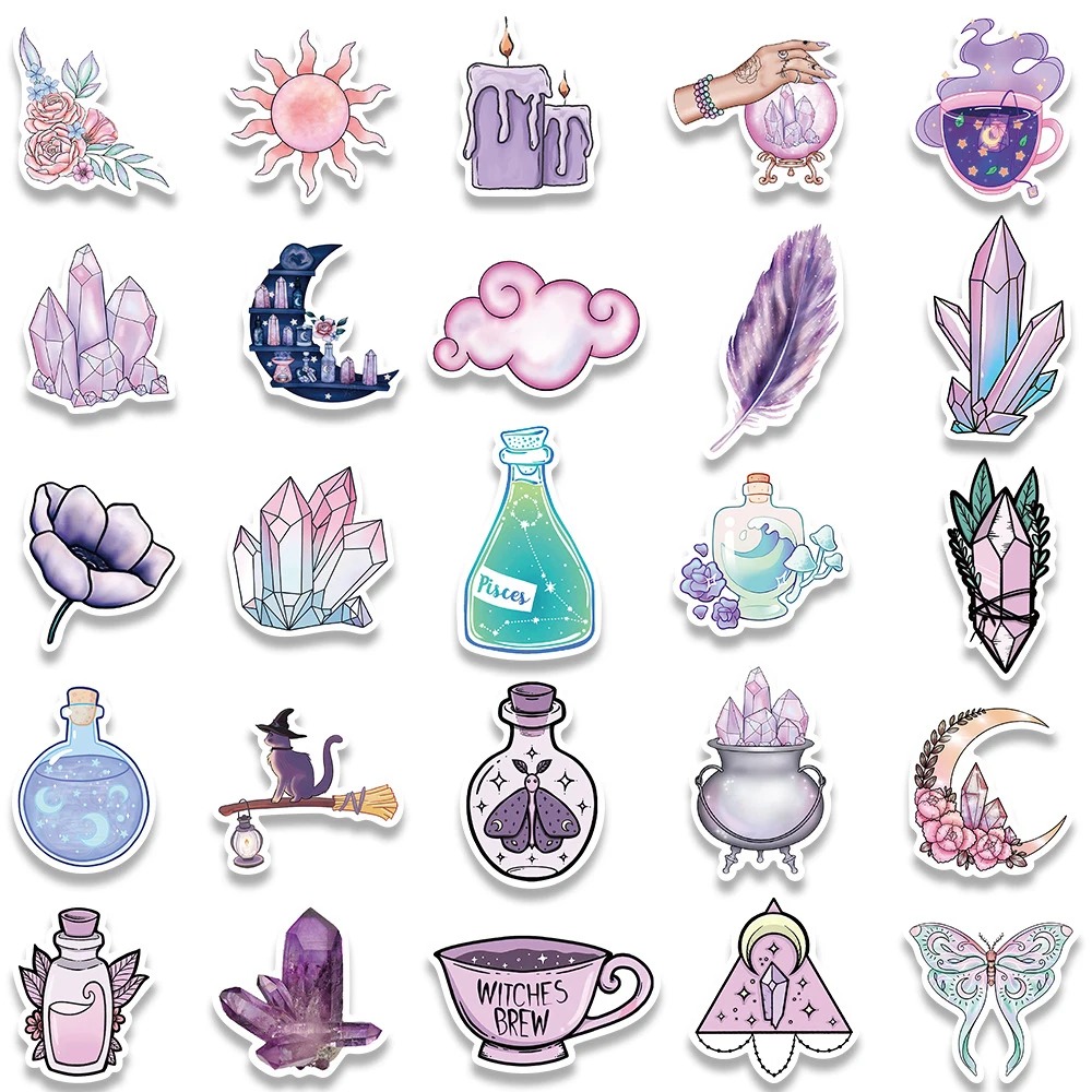 10/30/50/100pcs Ins Style Purple Cartoon Stickers Moon Clouds Graffiti Sticker Notebook Laptop Luggage Decoration Decals Gift