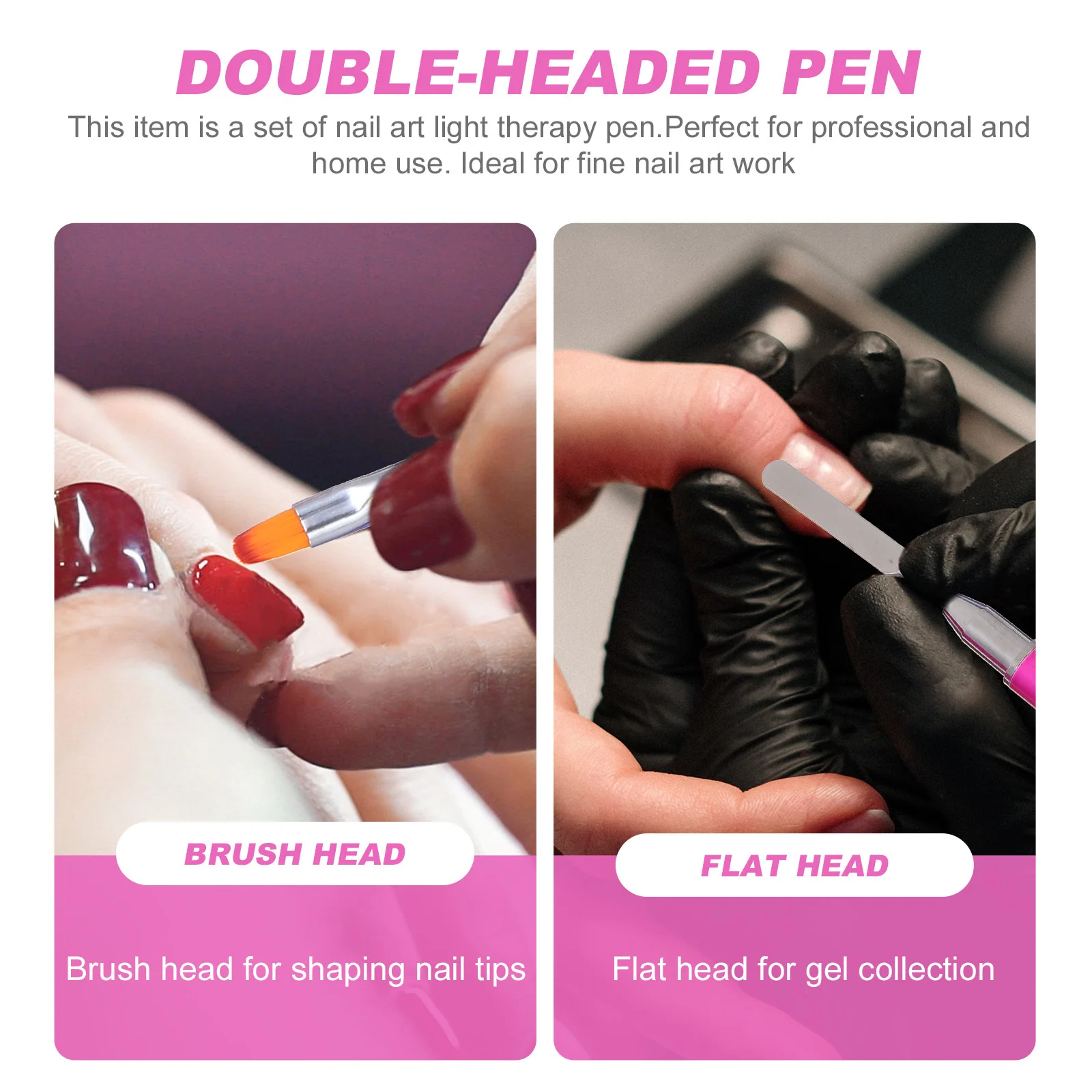 2Pcs 네일 아트 광선 요법 펜 더블 엔드 경량 전문 매니큐어 도구 살롱 네일 아트 액세서리 광선 요법 펜