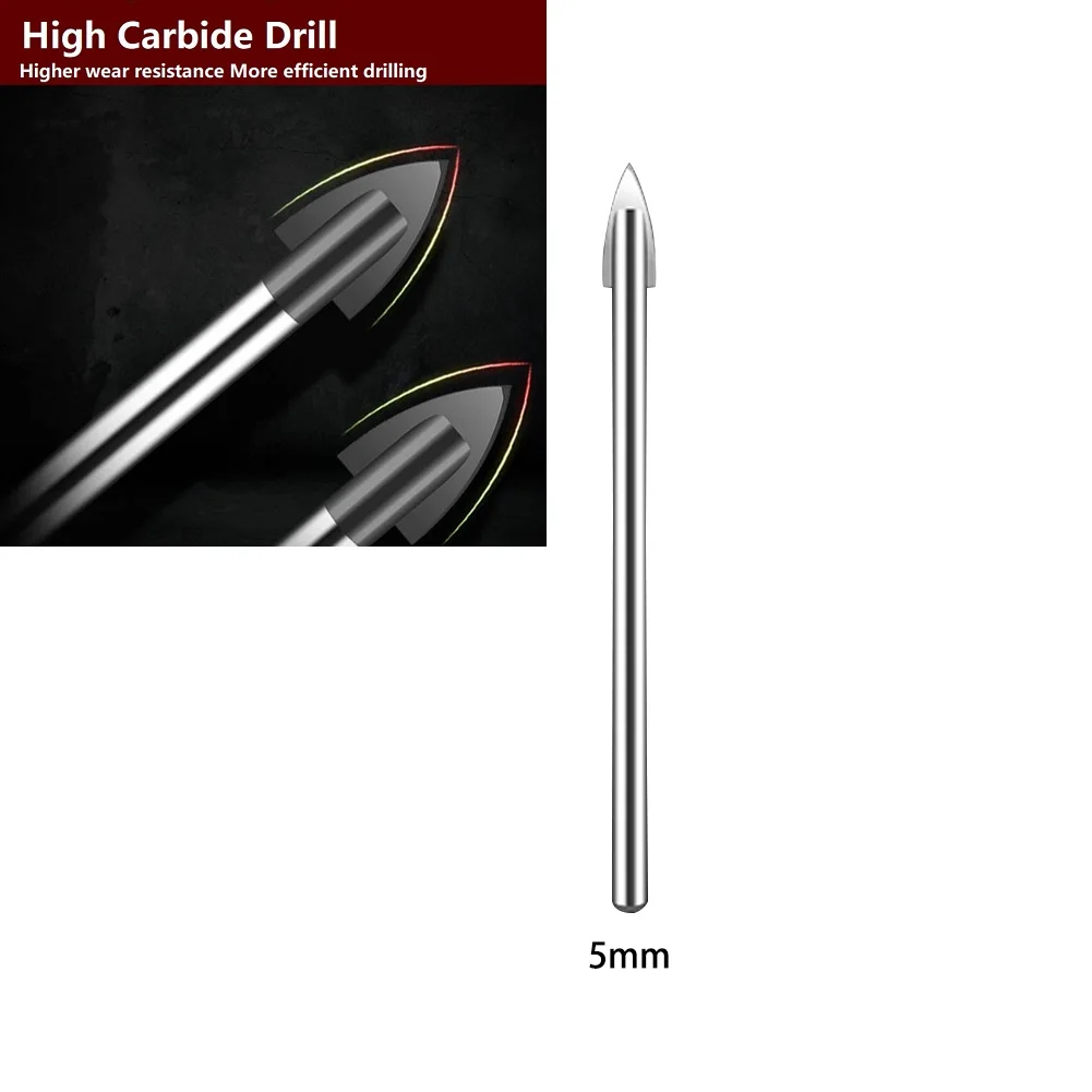 Broca De Vidro Para Carpintaria, Peças De Broca De Carboneto De Tungstênio, Bit De Substituição De Poder, Cortador De Cerâmica, 3-12mm