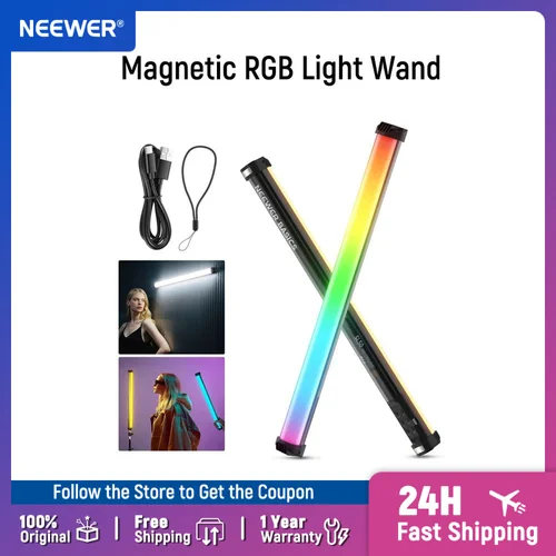 NEEWER Basics Varita de luz RGB magnética de 21 "", barra de iluminación de tubo de vídeo LED de mano con para transmisión de fotografía de estudio