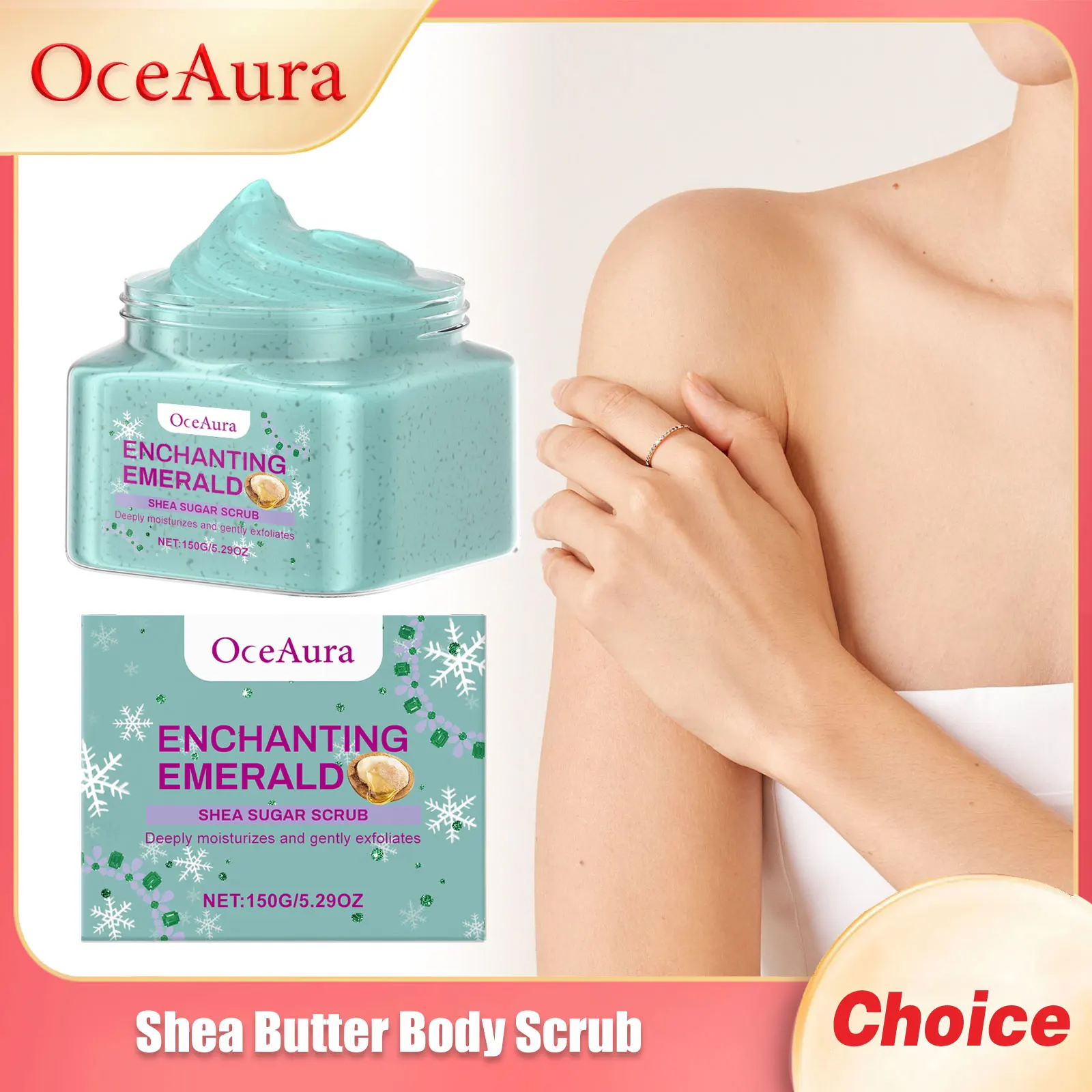 OCEAURA زبدة الشيا سنفرة الجسم تقشير تحسين خشونة عميق نظيف تقليص المسام اشراق بريق الجلد فرك تدليك كريم