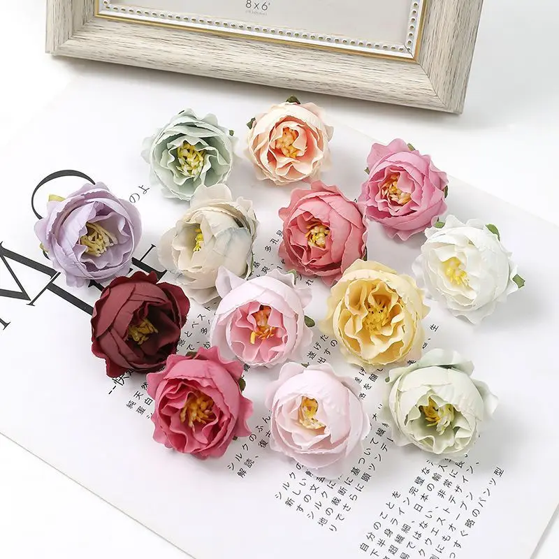 10Pcs Artificial Rose Bud Flowers Wedding Decoration Christmas Garland Home Decor Scrapbooking DIY Craft Accessories Fake Rose