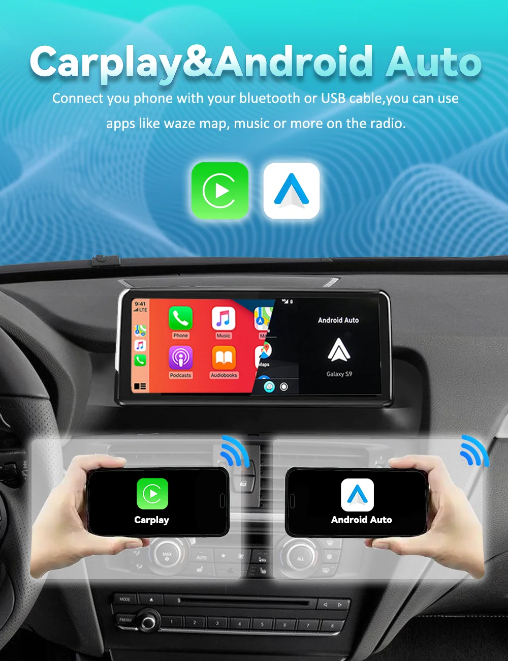 BONROAD 10,25 Zoll Kabelloses Carplay Android Auto Audio-Stereo Autoradio mit YouTube für BMW X3 X4 F25 F26 GPS-Navigation Multimedia-Touchscreen Stereo-Display Mirrorlink Airplay Autolink – Detail 1
