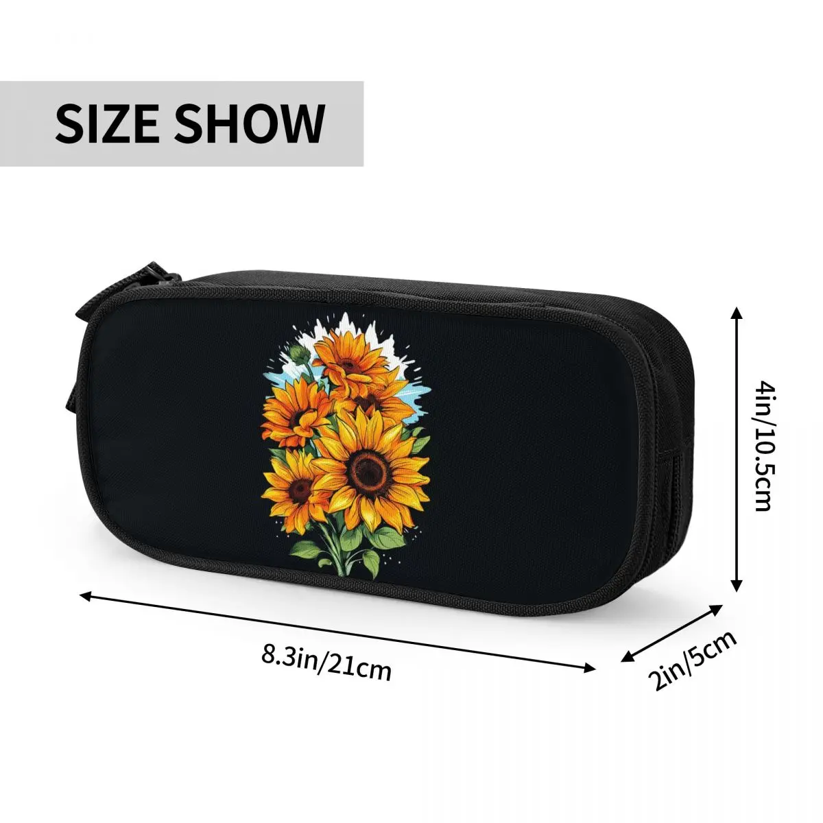 Vibrant Yellow Sunflower Petals Pencil Cases for Student Gifts Pen Box Pencil Bag Big Capacity Pencil Pouch