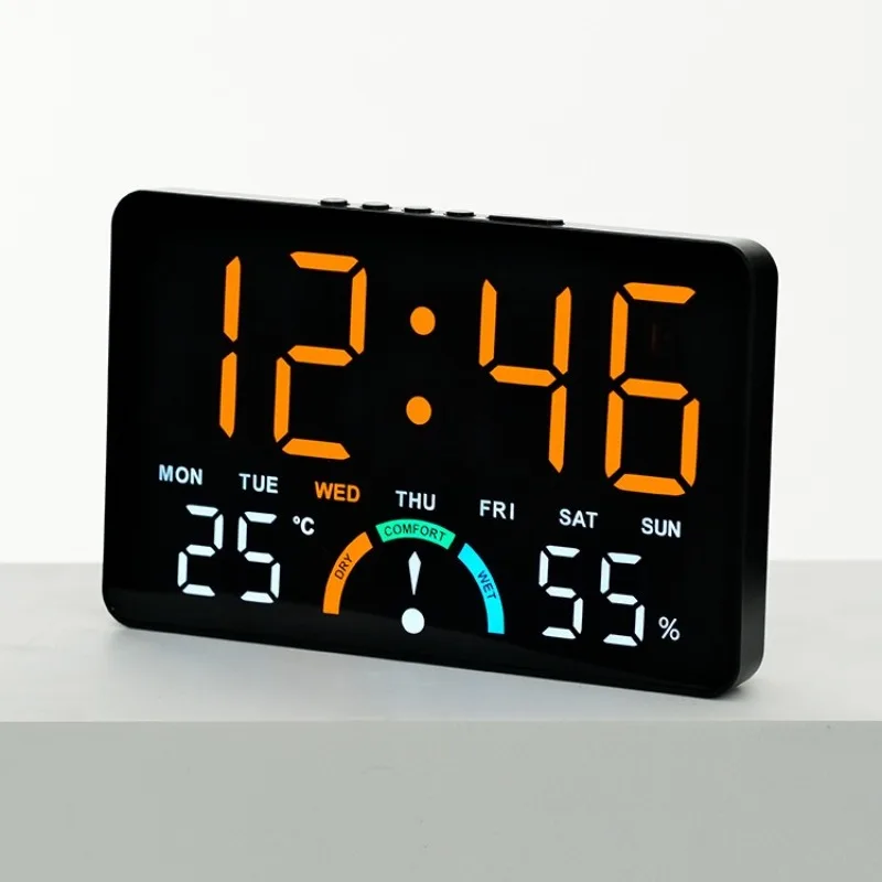 Home Multi-function Alarm Clock Wall-mounted Tabletop Dual-use Electronic Clock Simple Large Screen Temperature and Humidity