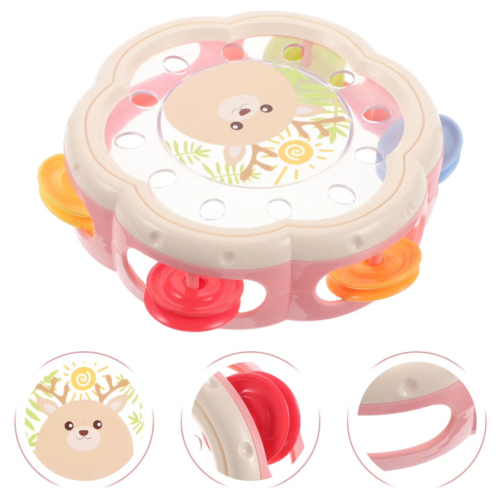 

Ручной тамбурин с мини-колокольчиками, пластиковый, для ритмических игр, музыкальный инструмент для обучения игре на барабанах