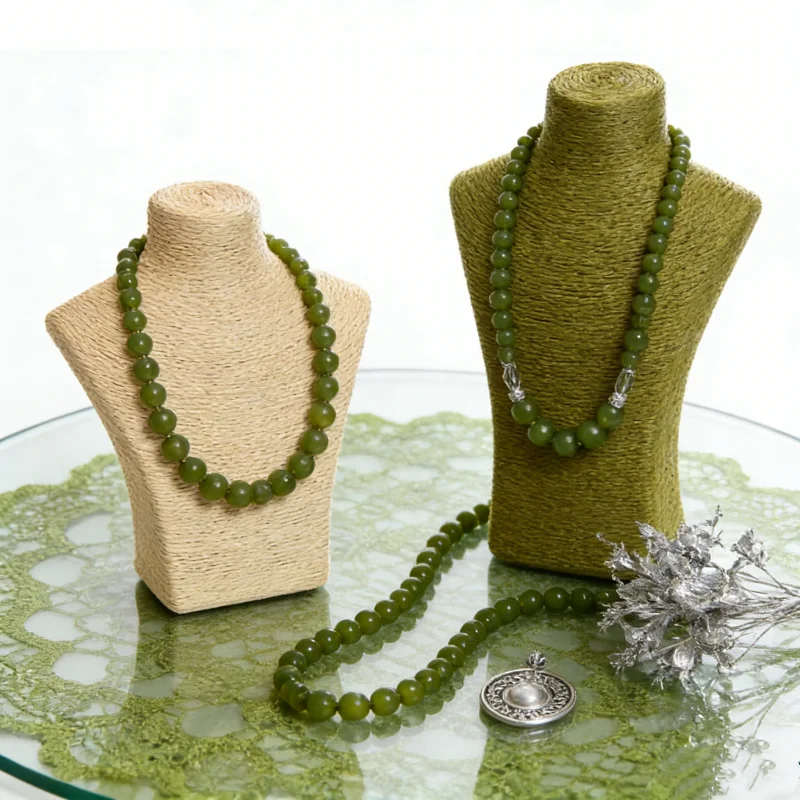 

Linen Jewelry Display Stand, Bust Mannequin Organizer for Pendants & Necklaces, Portrait Showcase Window Shelf Holder for Home